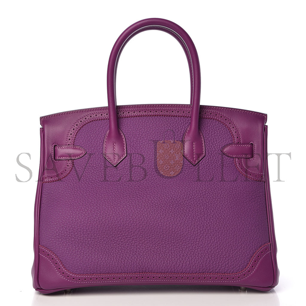 H**mes master birkin 30 lace series anemone purple silver buckle 488484 (30*22*15cm)